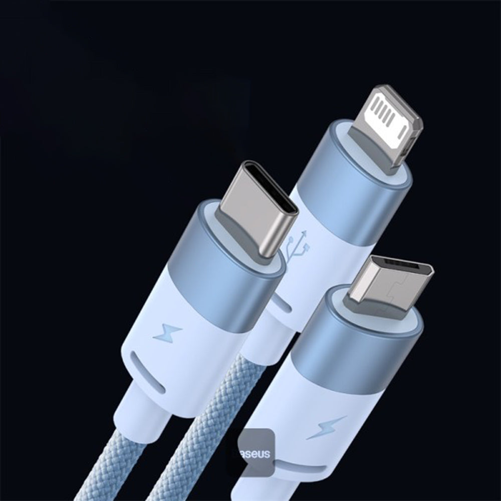 Baseus - Data Cable StarSpeed (CAXS000017) - Fast Charging, USB to Lightning, Micro-USB, USB-C, 5V/3.5A, 1.2m - Blue