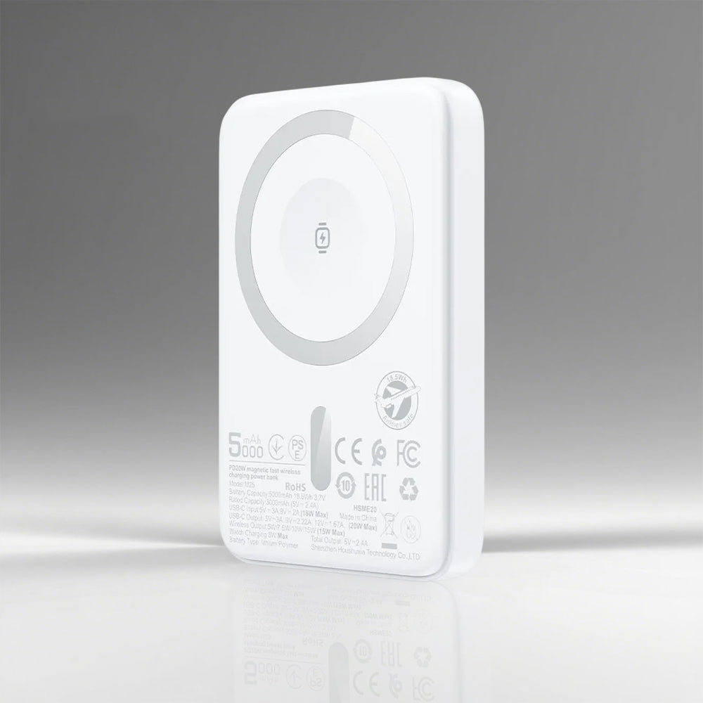 Acefast - Magnetic Wireless Power Bank (M25-5000) - MagSafe, Fast Charge, USB-C, 5000mAh, 20W, 5V/2.4A, LED Indicator - White