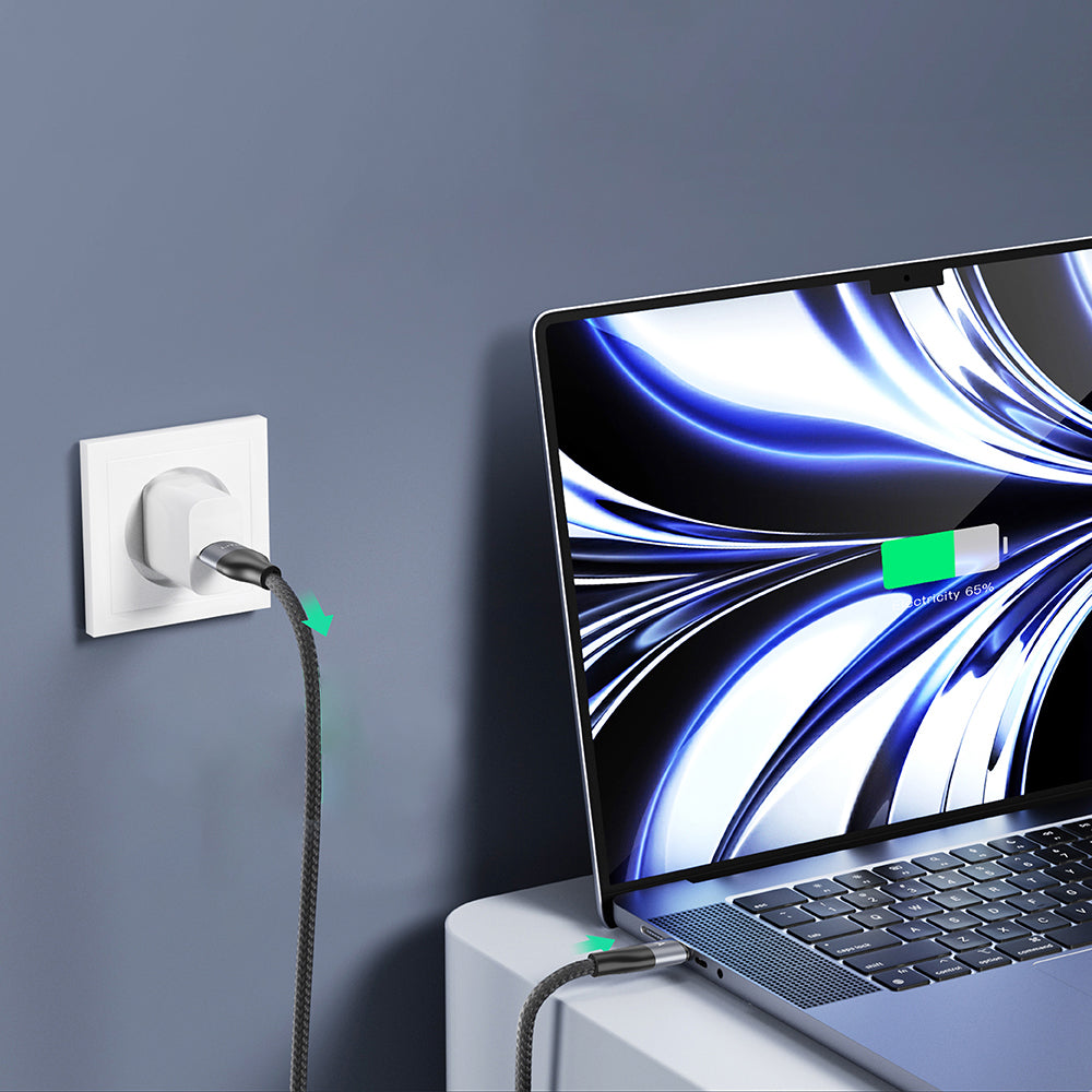 Lito - Data Cable (LD25CC) - Type-C to Type-C, Fast Charging, Braided Nylon, 100W, 480Mbps, 2m - Grey