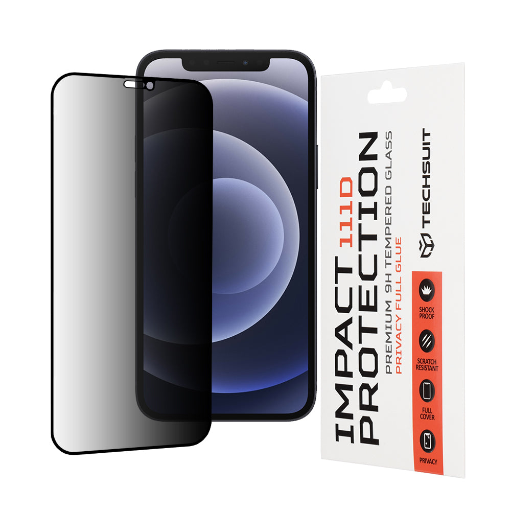 Techsuit - 111D Privacy Full Glue - iPhone 12 / iPhone 12 Pro - Black