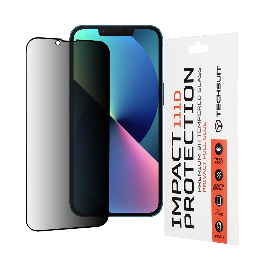 Techsuit - 111D Privacy Full Glue - iPhone 13 / iPhone 13 Pro / iPhone 14 / iPhone 16e - Black