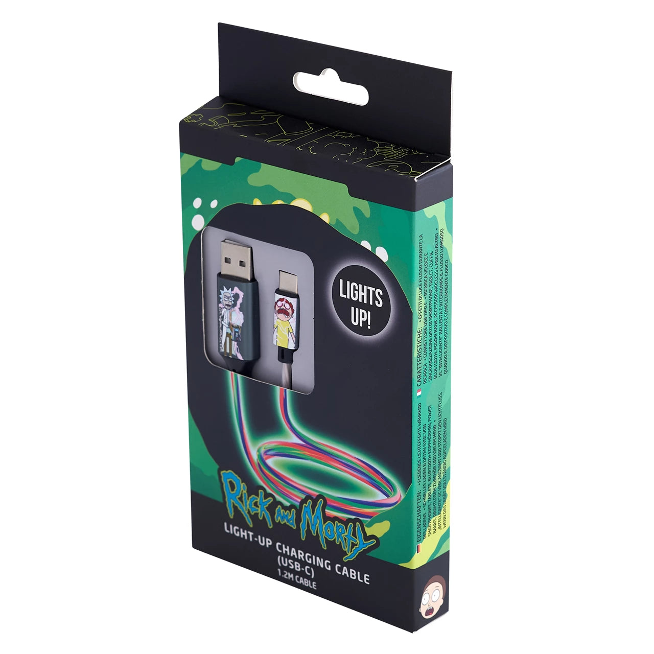Lazerbuilt Rick & Morty Light-Up USB-C Φωτιζόμενο καλώδιο φόρτισης μήκους 1,2 μέτρα