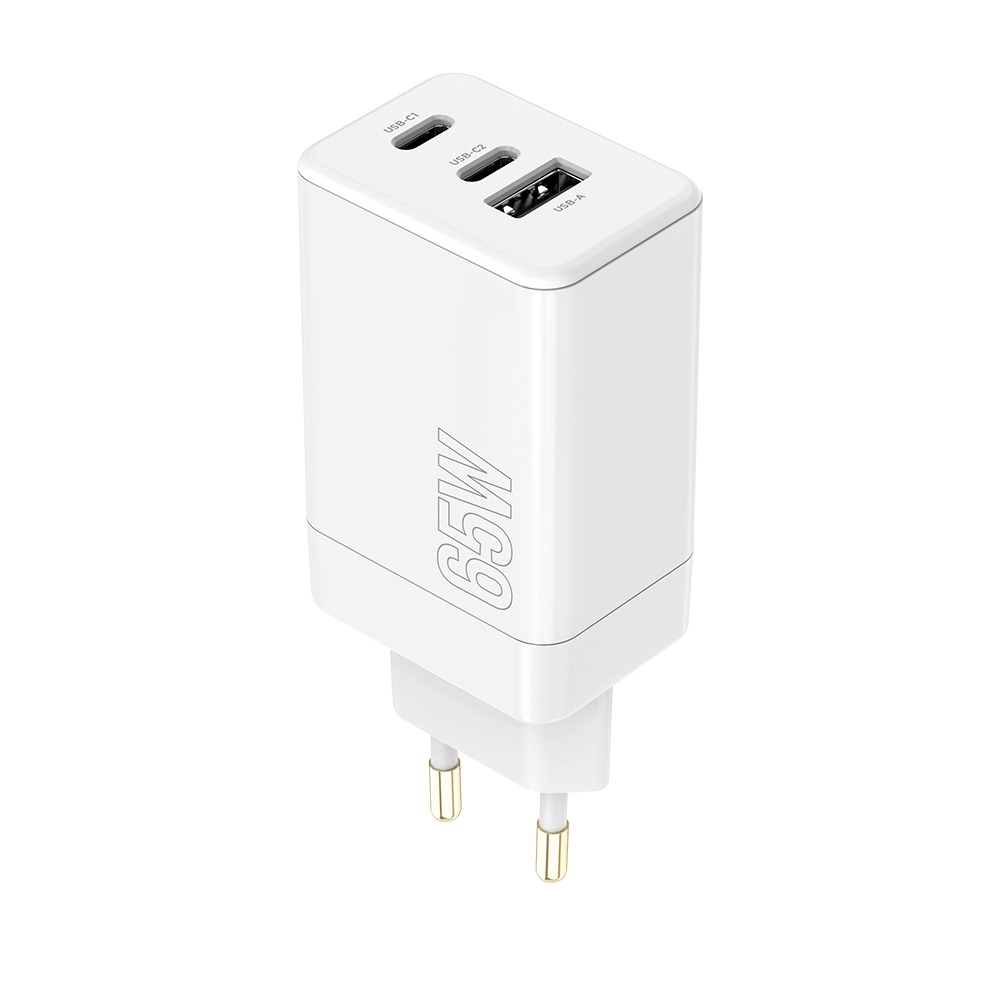 Maxlife MXTC‑08 (65ACC) Φορτιστής Επιτραπέζιος, 2× USB‑C & 1× USB‑A, 65 W – Λευκό