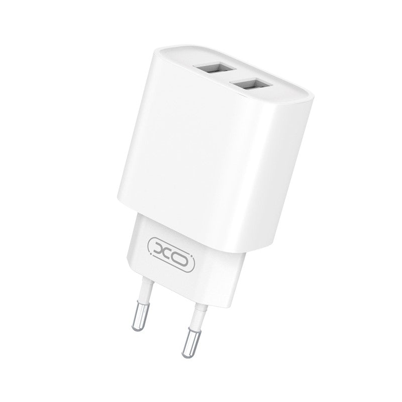 XO wall charger CE02C 2x USB 2,1A white – Φορτιστής Ταχείας Φόρτισης Τοίχου Ταξιδίου με καλώδιο USB-C