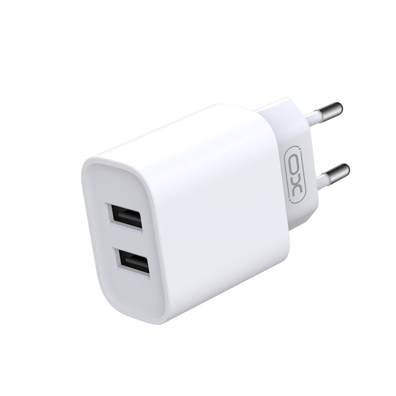 XO wall charger CE02C 2x USB 2,1A white – Φορτιστής Ταχείας Φόρτισης Τοίχου Ταξιδίου με καλώδιο USB-C
