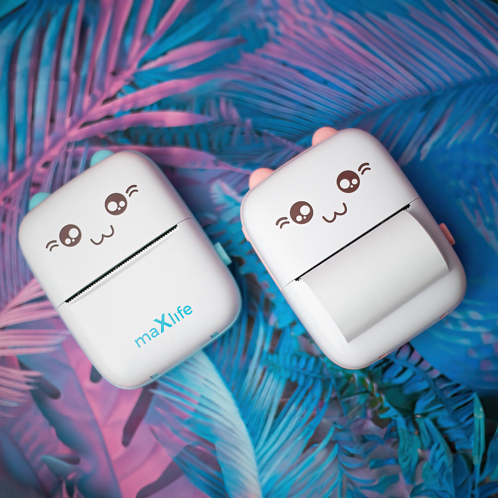 Maxlife Bluetooth thermal printer MXTP-100 pink - Παιδική ψηφιακή φωτογραφική μηχανή στιγμιαιας εκτύπωσης σε Μπλέ χρώμα