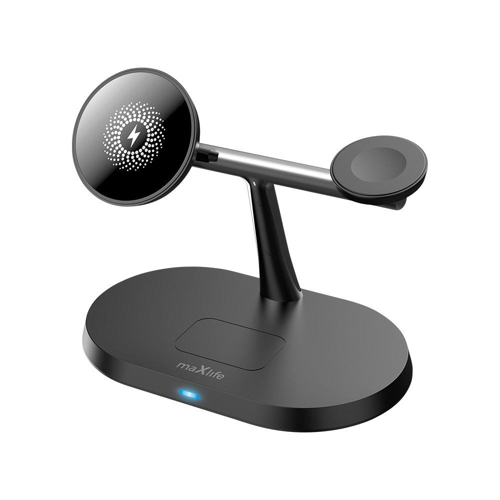 Maxlife MXWC-03 3-in-1 Wireless Desk Charger Αναδιπλούμενη βάση ασύρματης φόρτισης 3 σε 1 μέγιστης ισχύος 15W – PhoneBazaar