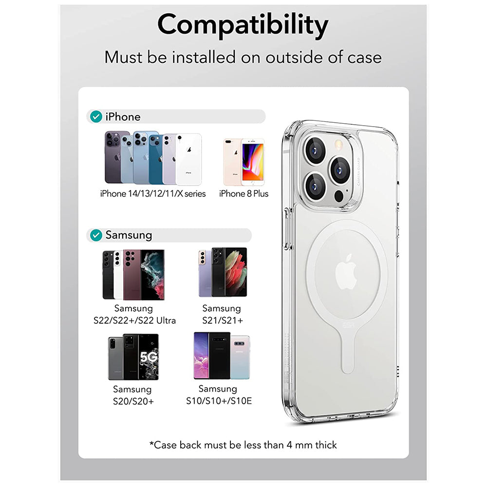 ESR - Adapter HaloLock (2 pack) - Compatible with MagSafe Wireless Charging, Universal Phone Ring for Samsung, iPhone - White