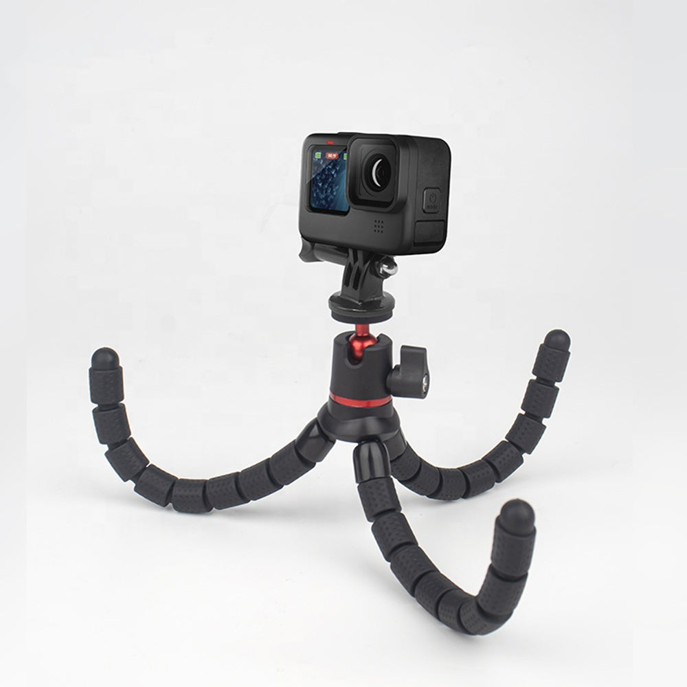 Techsuit - Octopus Tripod (JX-004) - for Phone and GoPro Action Camera, Portable, Flexible - Black