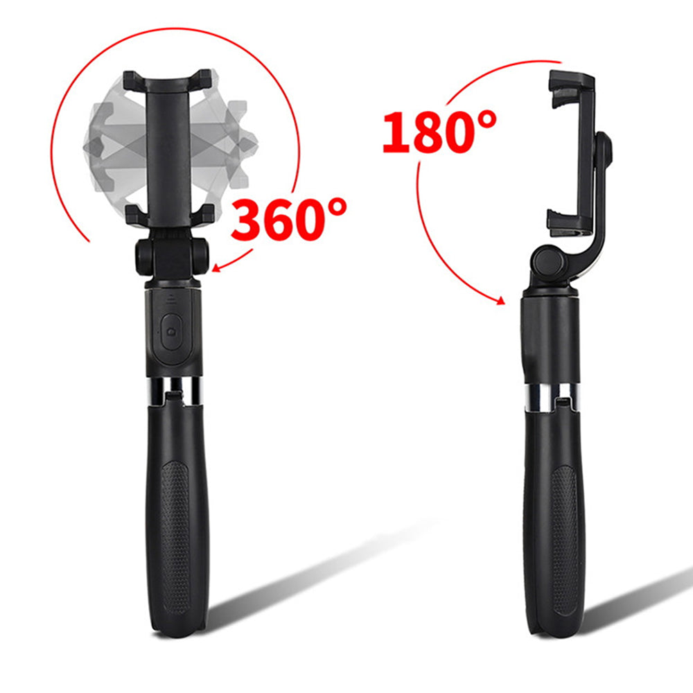 Techsuit - Selfie Stick (L01s) - Tripod Stable Mount with Extendable Arm, Bluetooth Remote Control, 70cm - Black