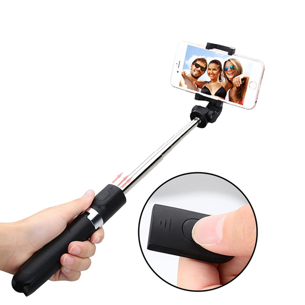 Techsuit - Selfie Stick (L01s) - Tripod Stable Mount with Extendable Arm, Bluetooth Remote Control, 70cm - Black