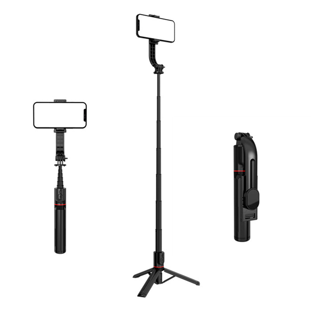 Techsuit - Selfie Stick (L12) - Stable Aluminum Tripod Foldable and Portable with Wireless Remote Control, 106cm - Black