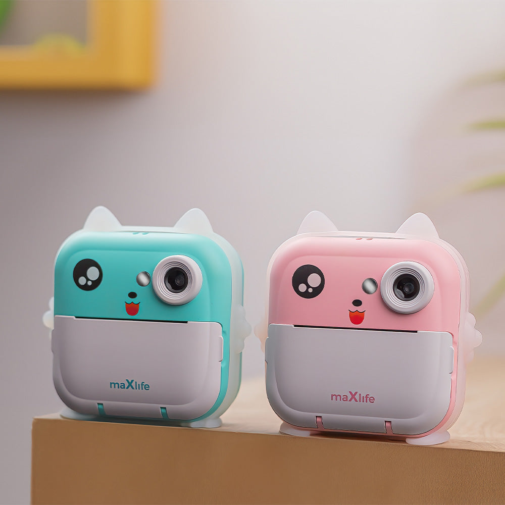 Maxlife printing camera MXPC-100 pink - Παιδική ψηφιακή φωτογραφική μηχανή στιγμιαιας εκτύπωσης σε ροζ χρώμα