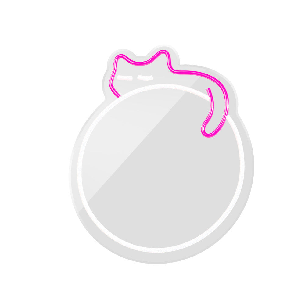 Forever Light Neon Mirror LED Sleeping Cat/White- Pink - Διακοσμητικός Καθρέπτης με LED Neon