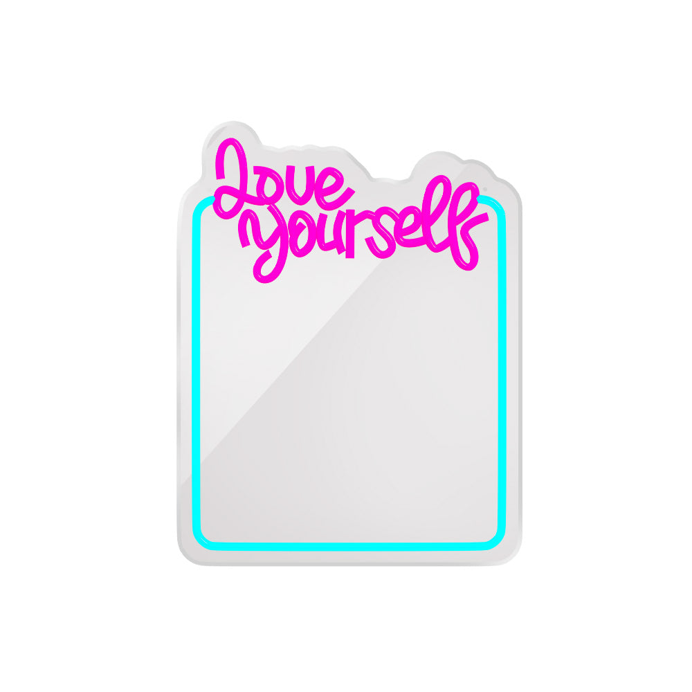 Forever Light Neon Mirror Led Love Yourself/Turquoise Pink - Διακοσμητικός Καθρέπτης Με Led Neon – Θήκη για κινητό από το PhoneBazaar.gr