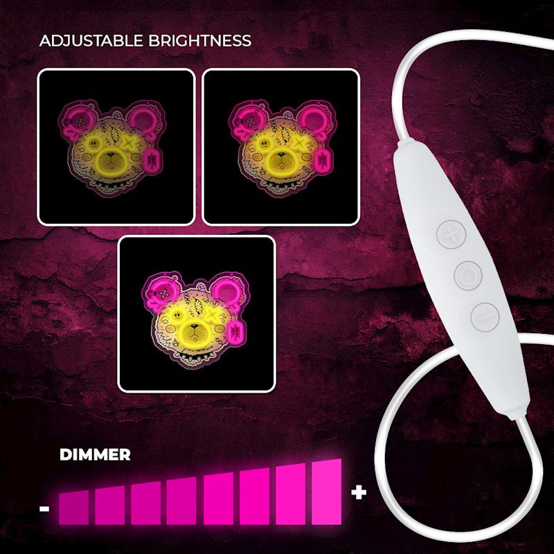 Forever Light Neon Punk Teddy Bear pink-yellow - Διακοσμητικό φωτιστικό τοίχου