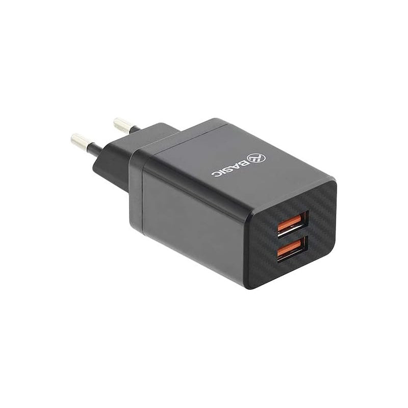 Tellur Dual USB Wall Charger 2.4A Φορτιστής δύο θυρών (2xUSB), σε μαύρο χρώμα