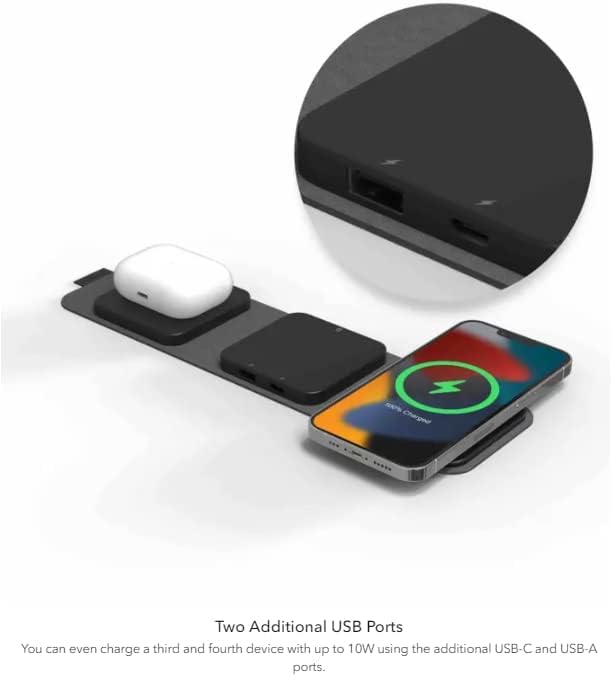 Mophie 2-in-1 Snap+ Travel Charger with Snap Adapter Μαγνητικός πολυφορτιστής ταξιδίου ισχύος 15W σε χρώμα μαύρο/γκρι