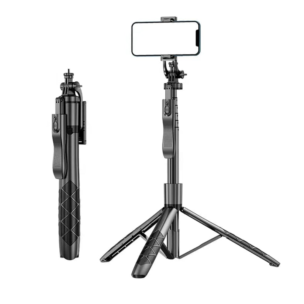 Techsuit - Selfie Stick (L16) - Stable Tripod Mount, 1/4 Screw Interface, Wireless Remote, Balance Steady Shot, 157cm - Black