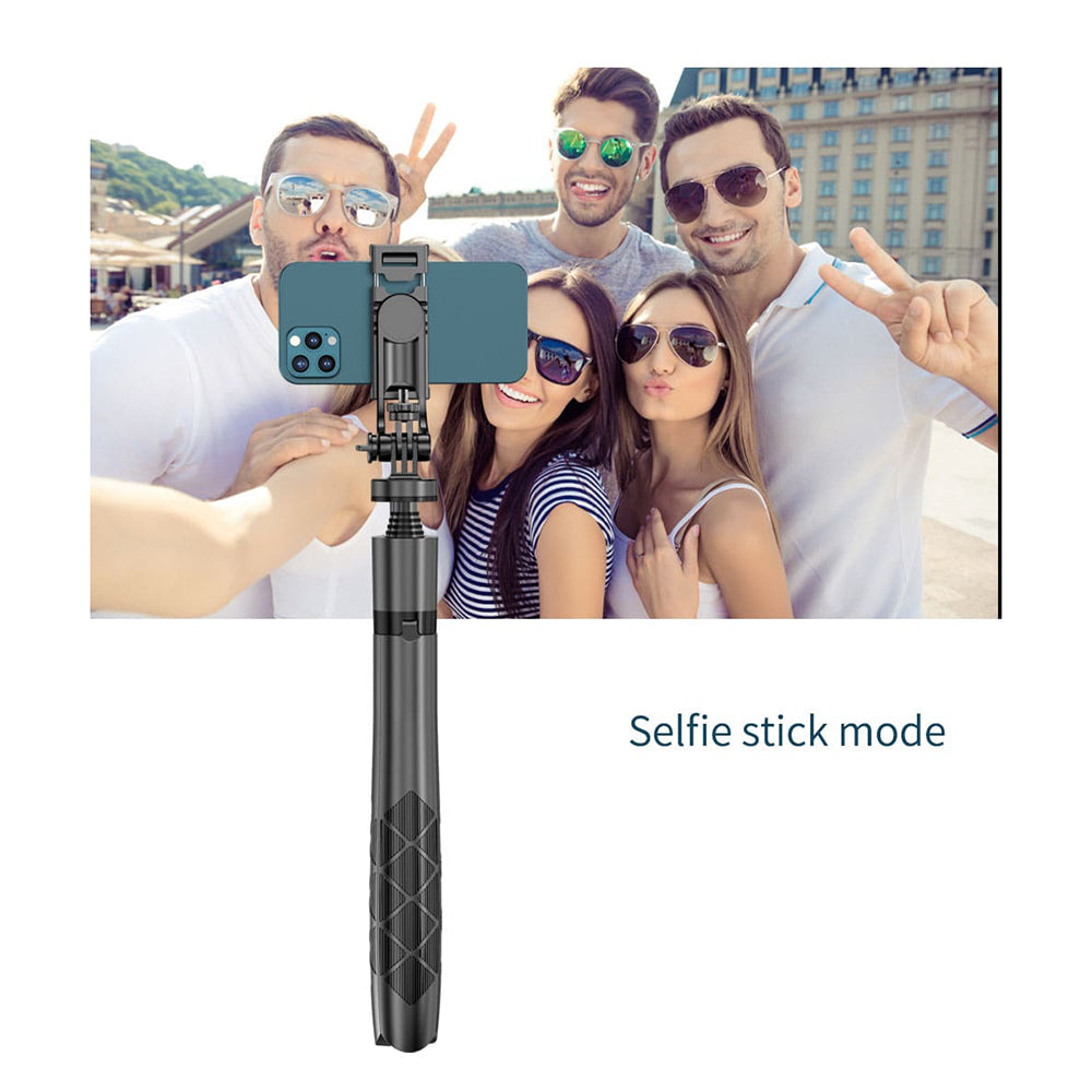 Techsuit - Selfie Stick (L16) - Stable Tripod Mount, 1/4 Screw Interface, Wireless Remote, Balance Steady Shot, 157cm - Black
