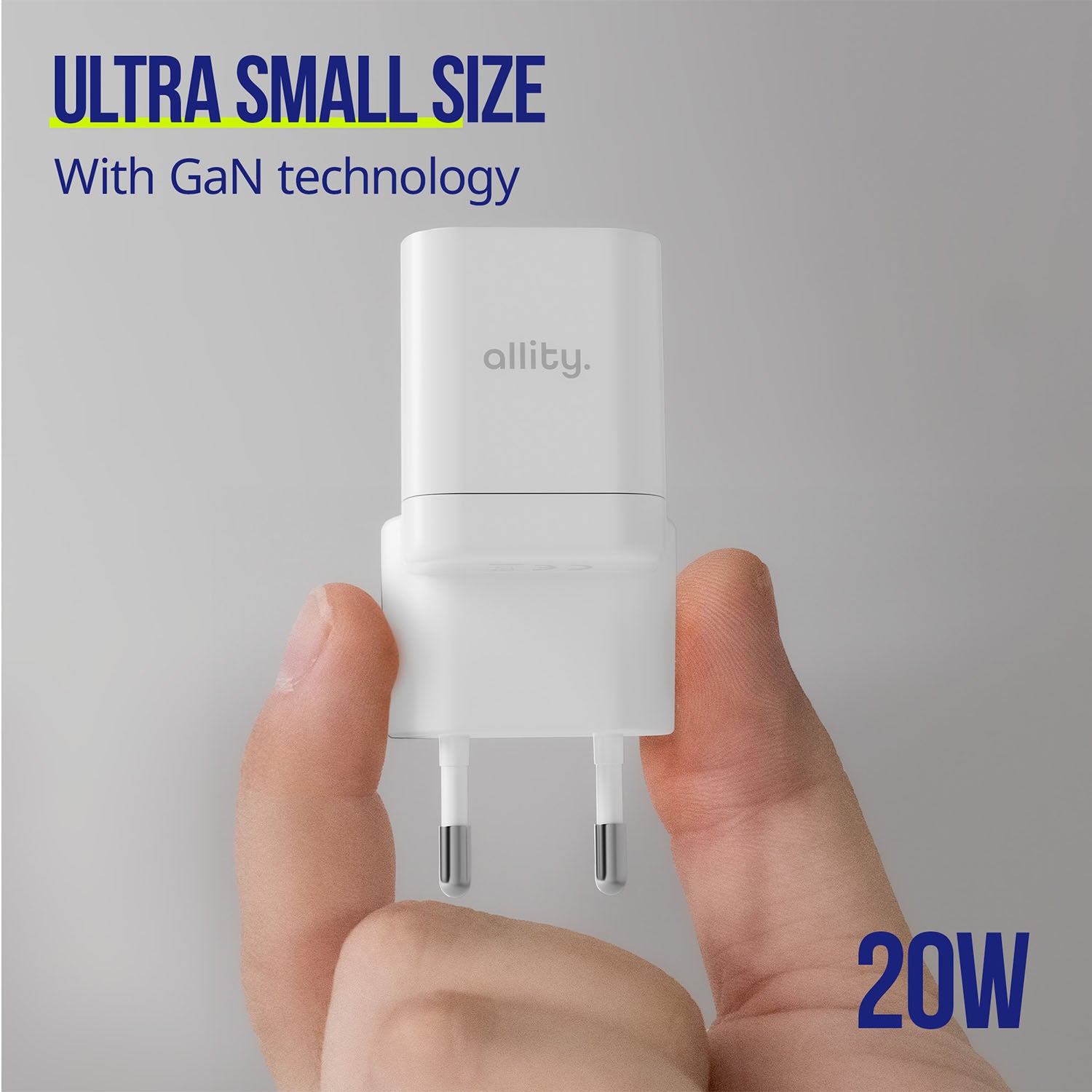 Φορτιστής τοίχου Allity GaN PD QC ATC-01-20WAC 1x USB-c 1x USB-a 20W λευκός