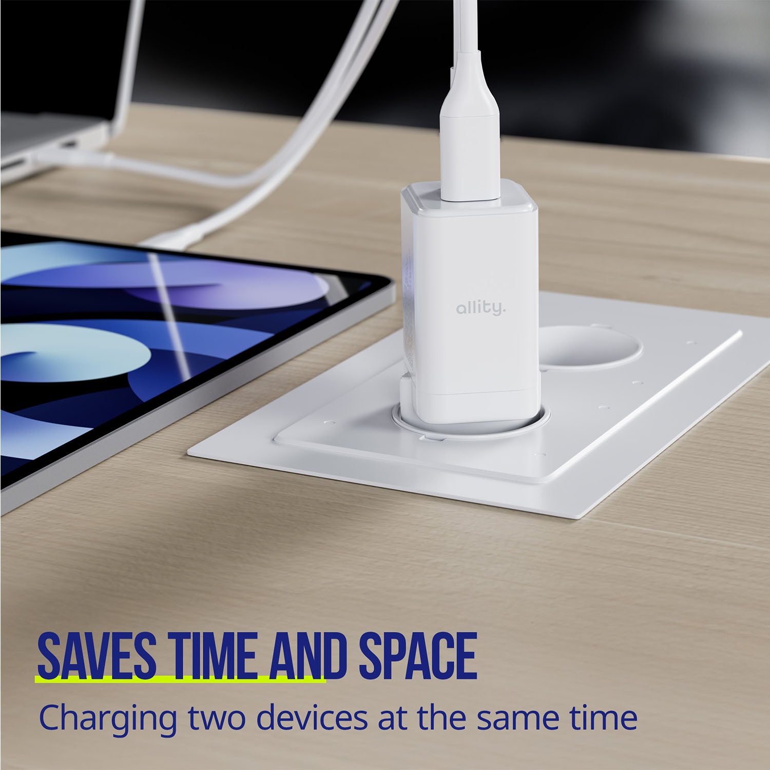Φορτιστής τοίχου Allity GaN PD QC ATC-01-45WAC 1x USB-c 1x USB-a 45W λευκός