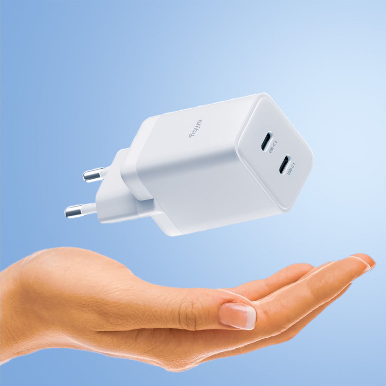 Φορτιστής τοίχου Allity GaN PD QC ATC-01-45WCC 2x USB-c 45W λευκός