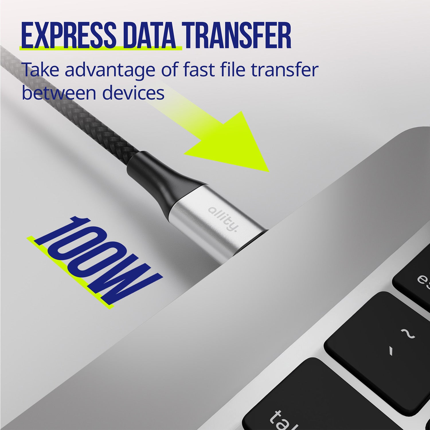 Καλώδιο Allity AUC-01 USB-c - USB-c 1,0 m 100W μαύρο