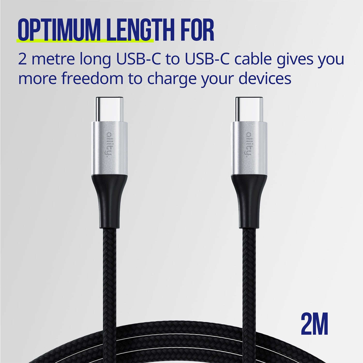 Καλώδιο Allity AUC-01 USB-c - USB-c 2,0 m 100W μαύρο