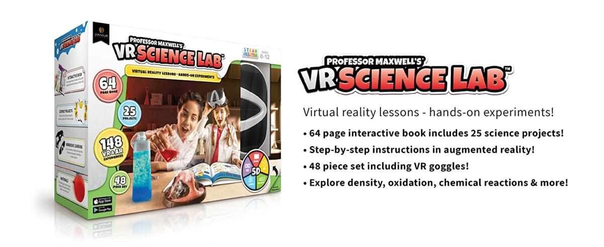 Abacus Brands VR Science Lab Επιστημονικό σετ εικονικής πραγματικότητας του καθηγητή Maxwell – Πλήρης Αγγλική Έκδοση – Περιλαμβάνει Γυαλιά VR