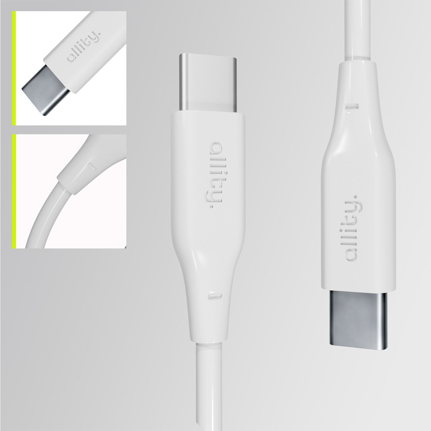 Καλώδιο Allity AUC-02 USB-c - USB-c 1,0 m 100W λευκό