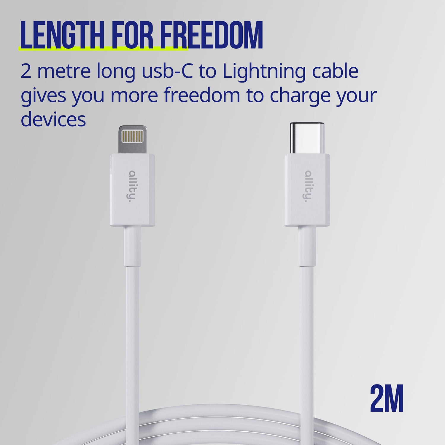 Καλώδιο Allity AUC-03 USB-C - lightning 2,0 m 27W λευκό