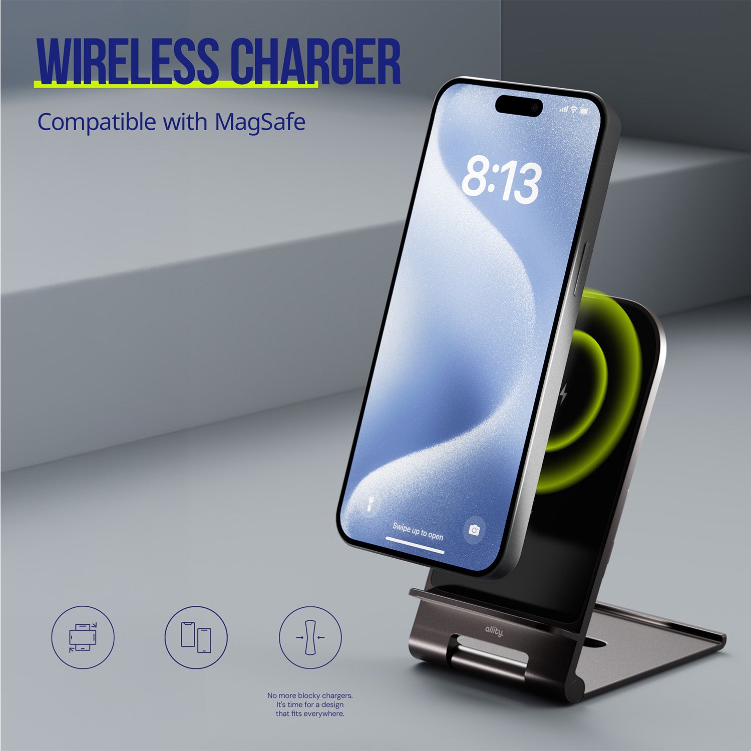 Ασύρματος φορτιστής Allity AWC-100-15W 15W γραφίτης