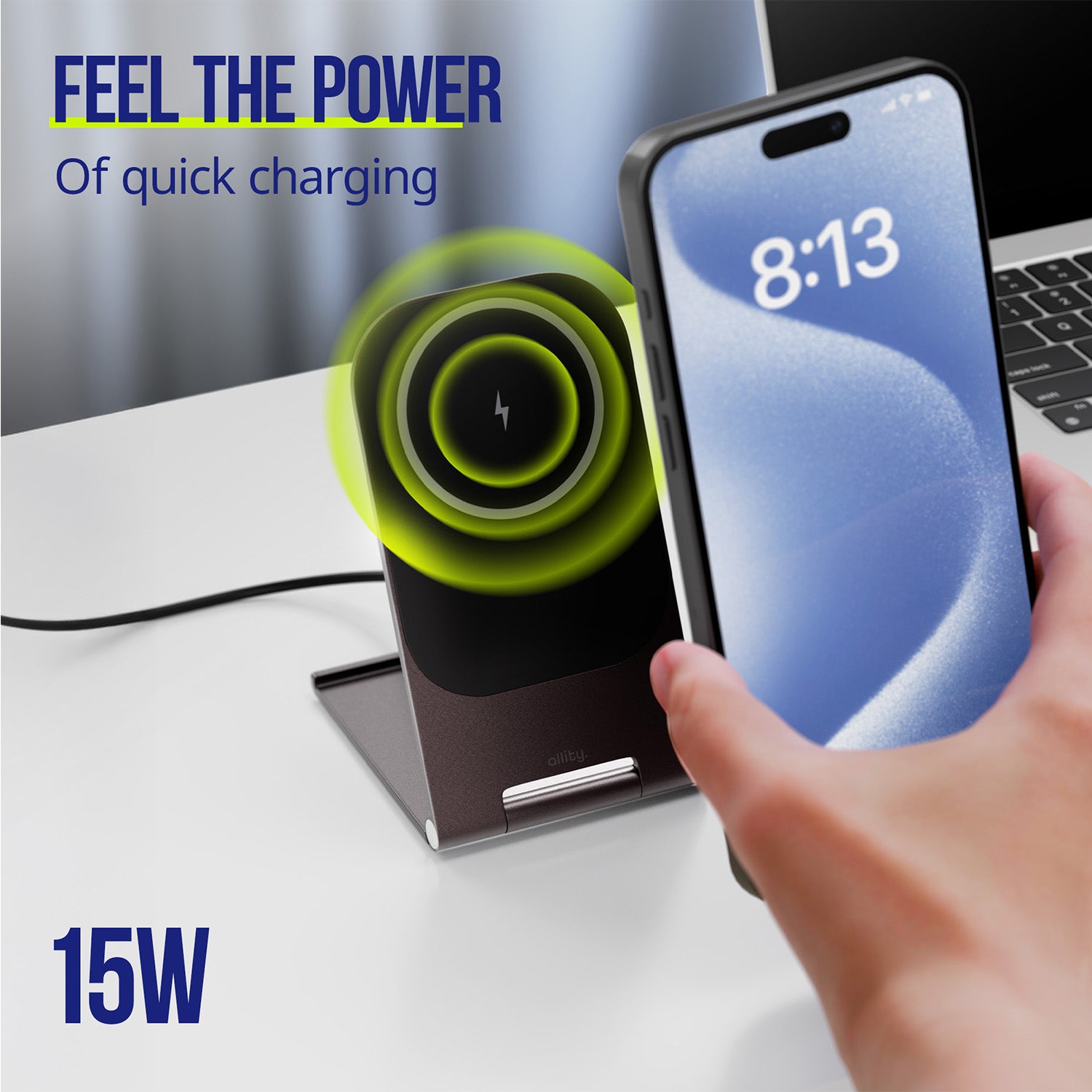 Ασύρματος φορτιστής Allity AWC-200-15WMS 15W γραφίτης