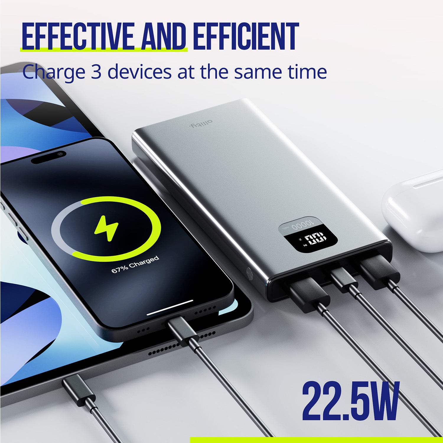PowerBank Allity APB-100 PD QC 22,5W 10.000 mAh γκρι
