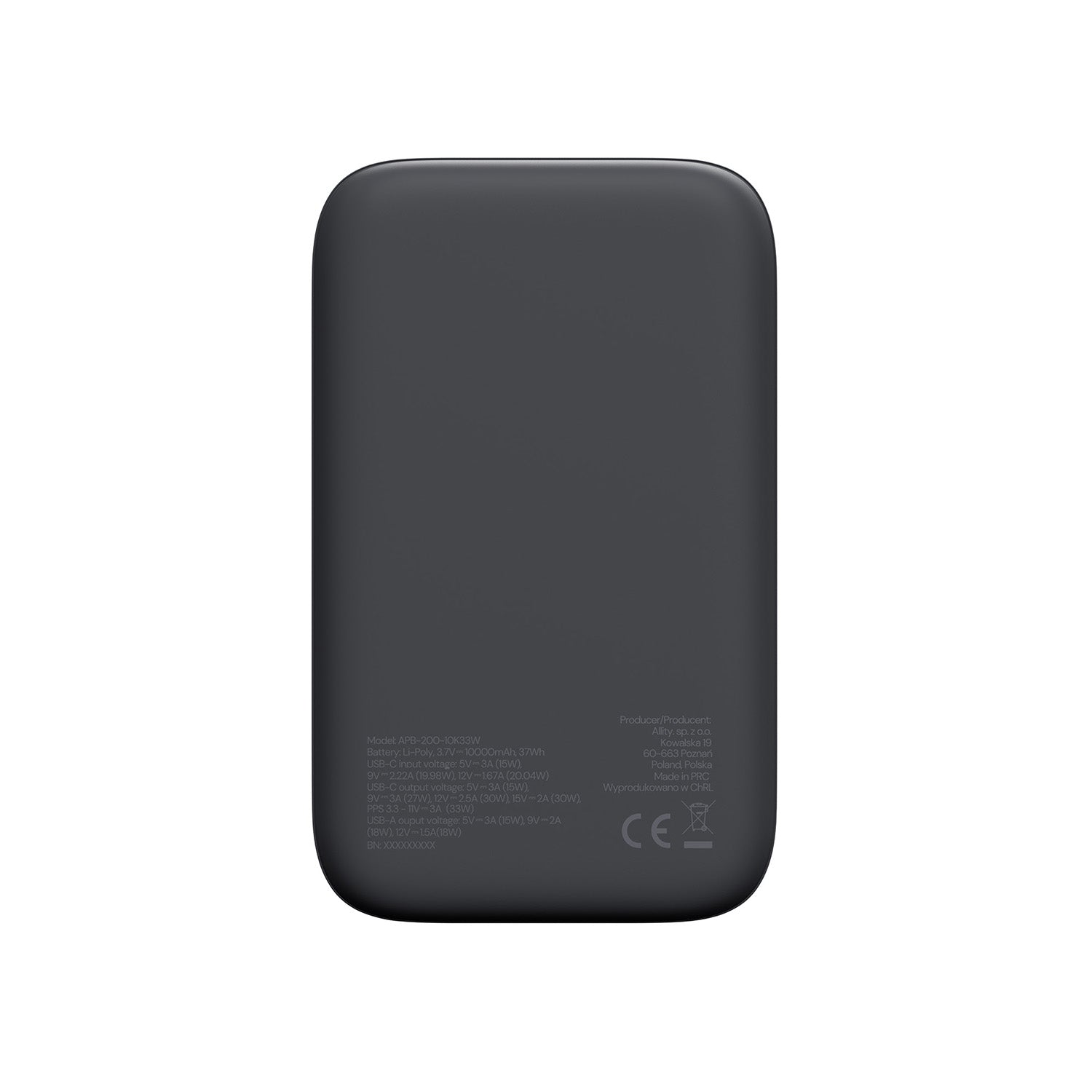 Allity power bank APB-200 PD QC 33W 10.000 mAh γκρι