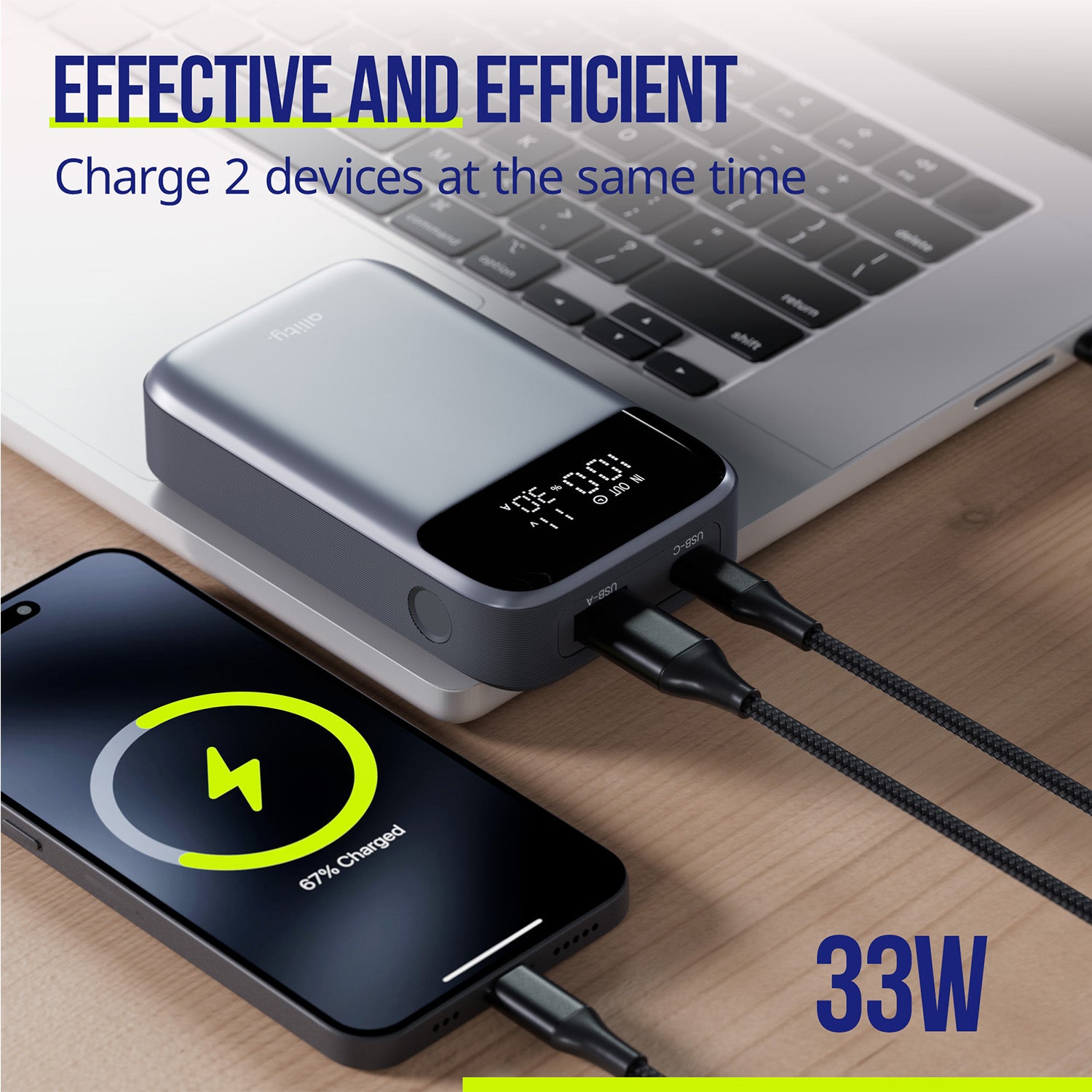 Allity power bank APB-200 PD QC 33W 10.000 mAh γκρι