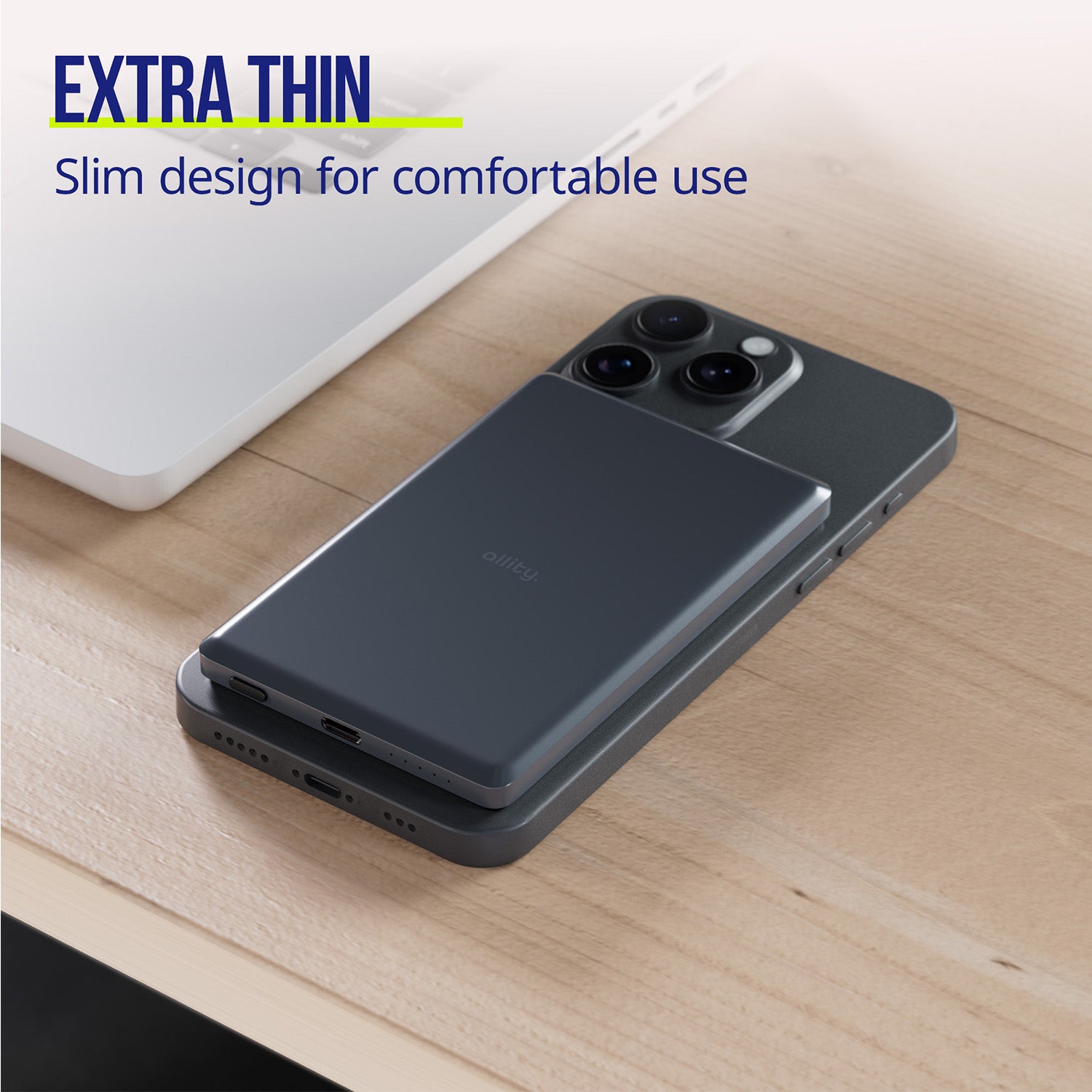 Allity ασύρματο power bank APB-300 PD QC 20W 5000 mAh μαγνητικό γκρι