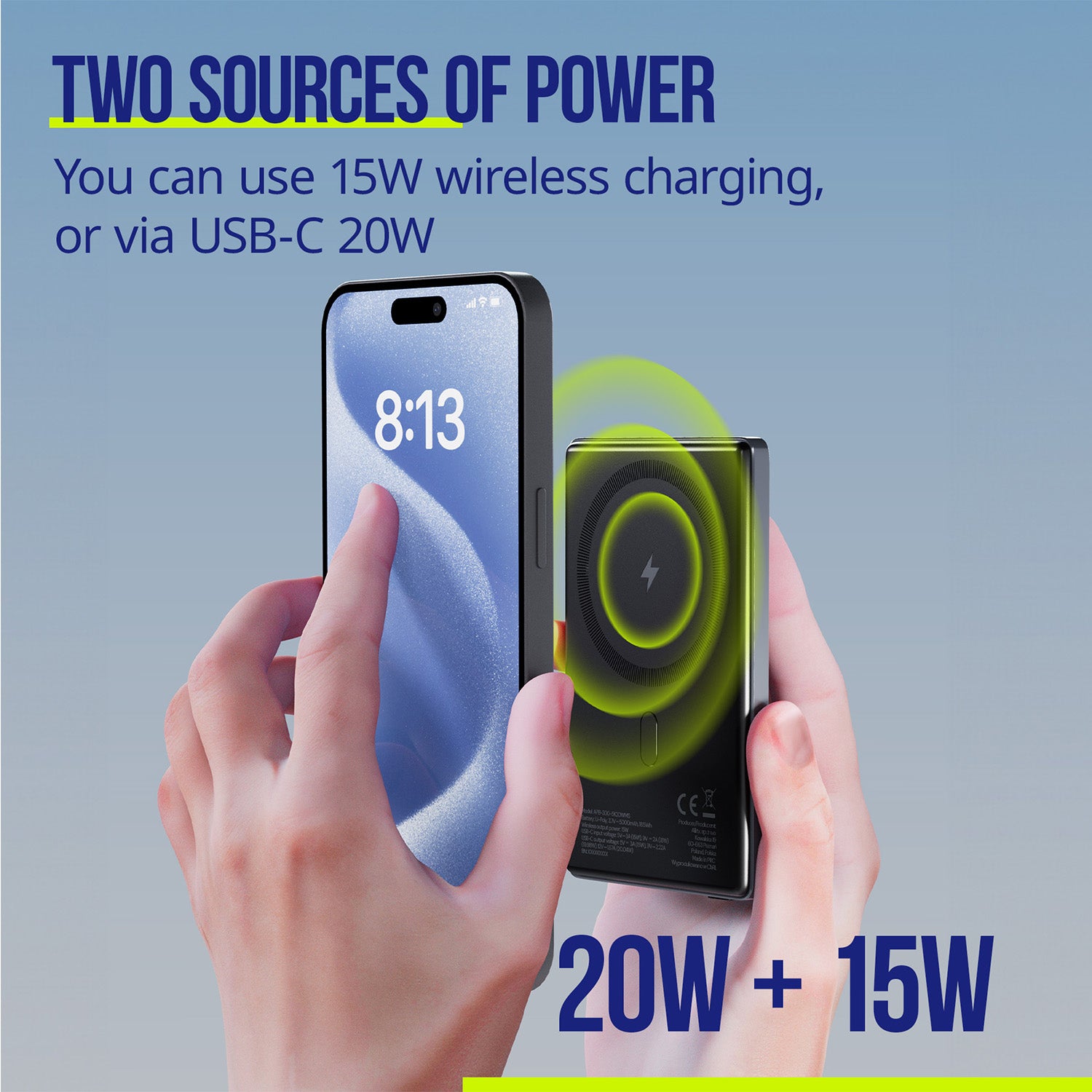 Allity ασύρματο power bank APB-300 PD QC 20W 5000 mAh μαγνητικό γκρι