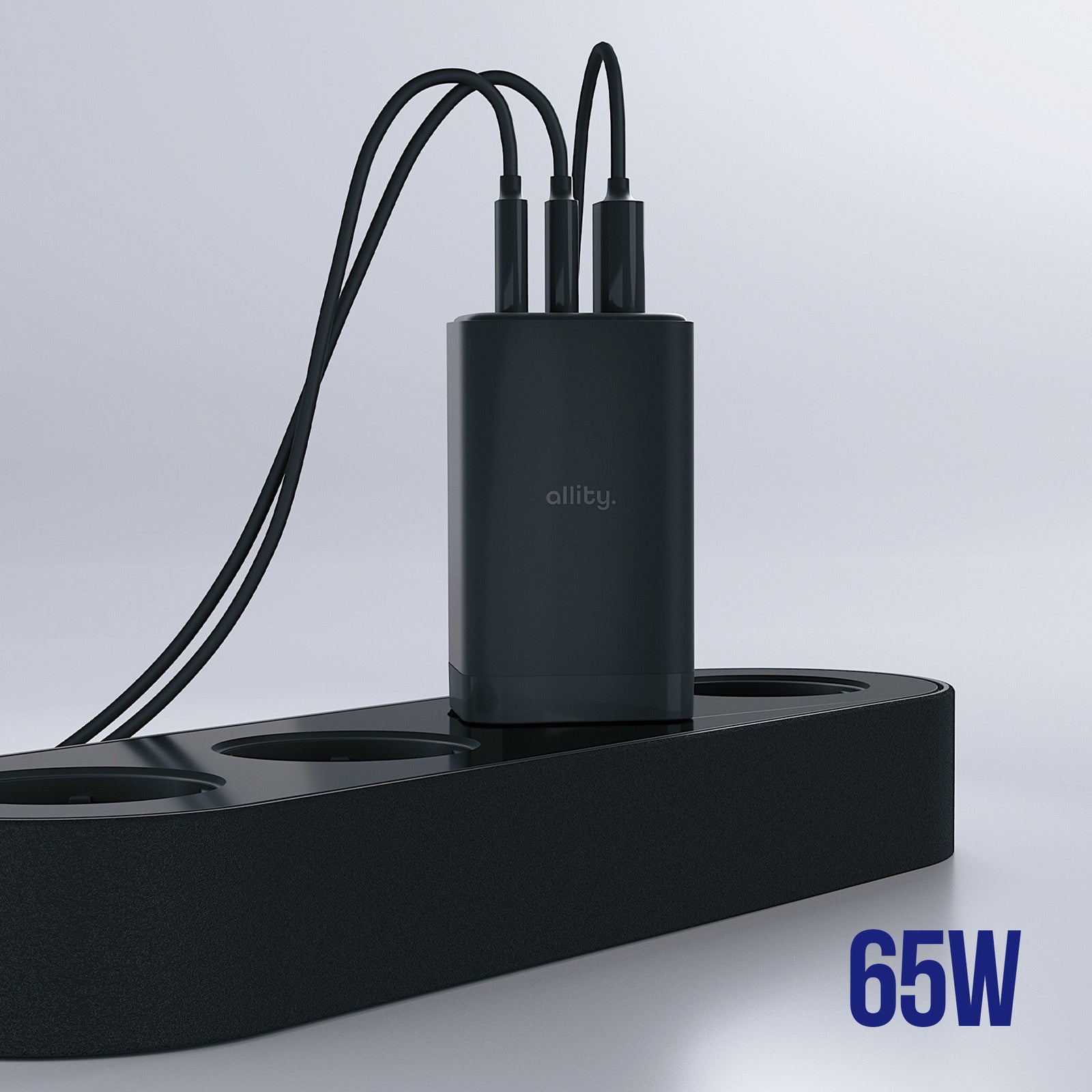 Φορτιστής τοίχου Allity GaN PD QC ATC-01-65WACC 2x USB-c 1x USB-a 65W μαύρος