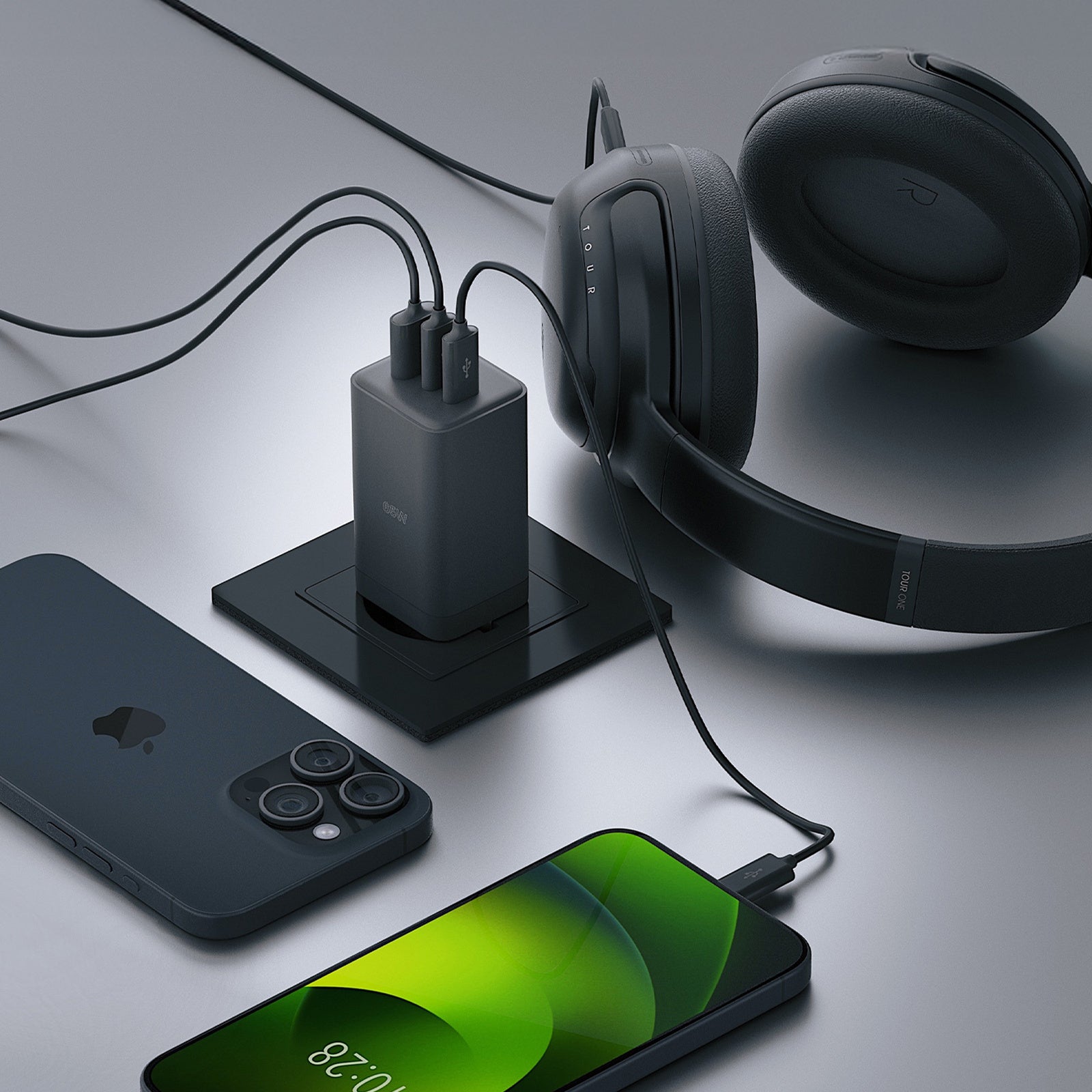 Φορτιστής τοίχου Allity GaN PD QC ATC-01-65WACC 2x USB-c 1x USB-a 65W μαύρος