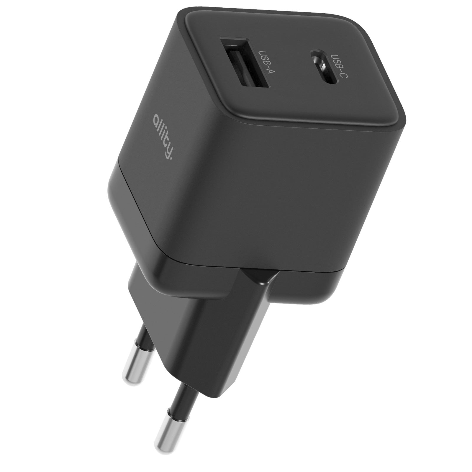 Φορτιστής τοίχου Allity GaN PD QC ATC-01-30WAC 1x USB-c 1x USB-a 30W μαύρος