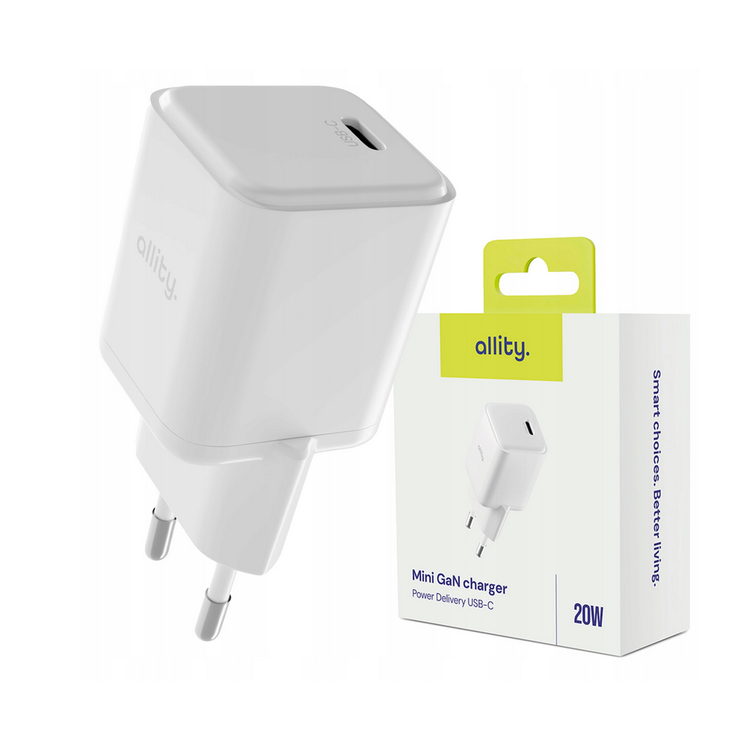 Φορτιστής τοίχου Allity GaN PD QC ATC-01-20WC 1x USB-c 20W λευκός