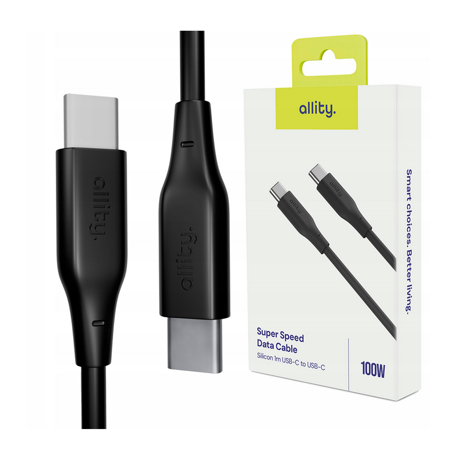 Καλώδιο Allity AUC-02 USB-c - USB-c 1,0 m 100W μαύρο