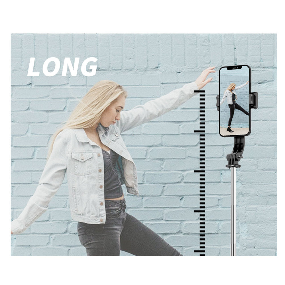 Techsuit - Selfie Stick (L13) - Stable Extendable Tripod with Bluetooth Remote Control, 113cm - Black