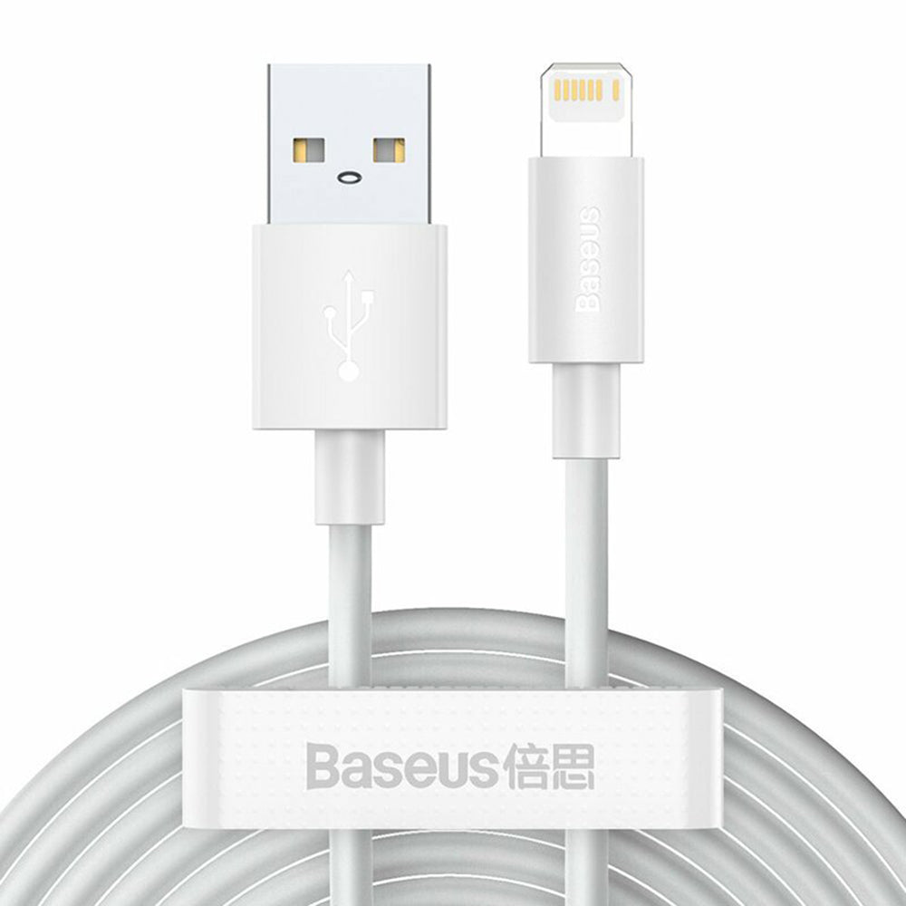Baseus - (2 pack) Data Cable (TZCALZJ-02) - USB to Lightning, Fast Charging 2.4A, 480Mbps, 1.5m - White