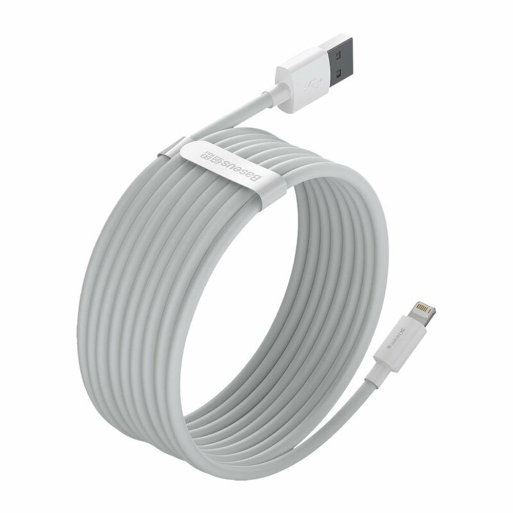 Baseus - (2 pack) Data Cable (TZCALZJ-02) - USB to Lightning, Fast Charging 2.4A, 480Mbps, 1.5m - White