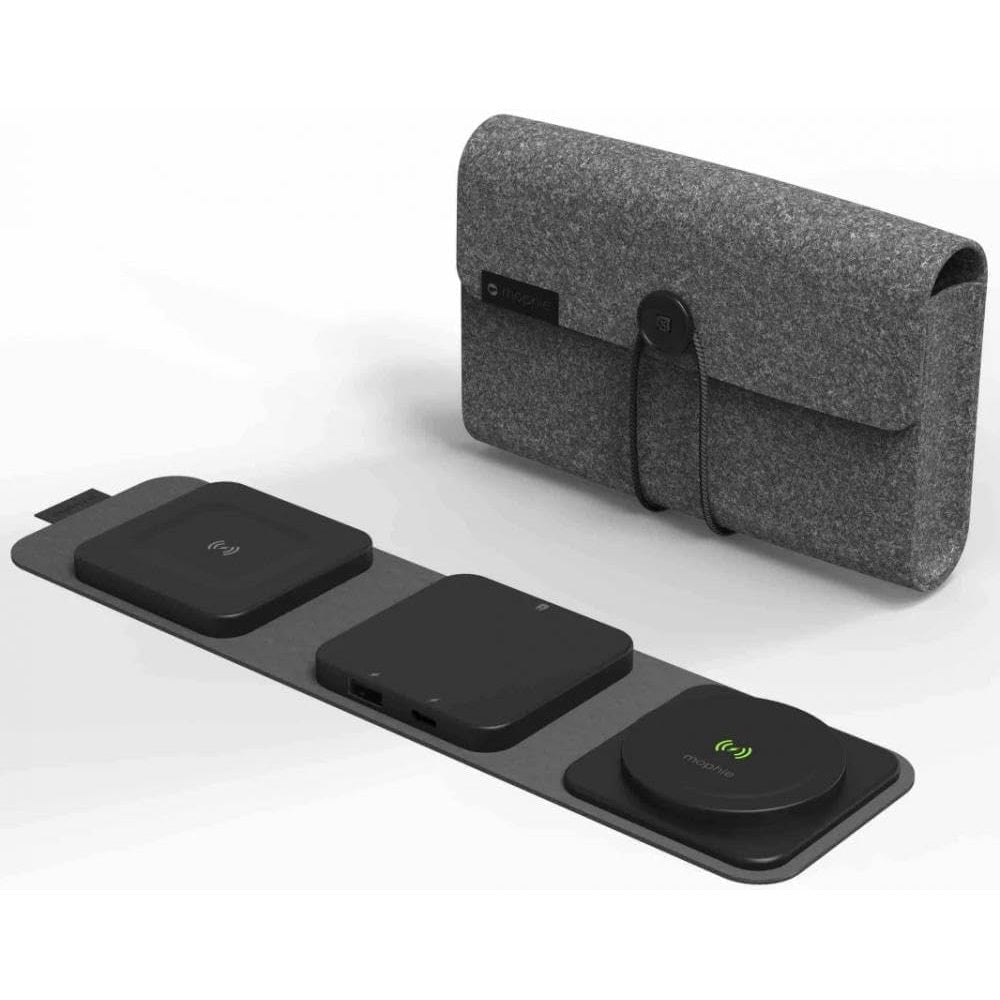 Mophie 2-in-1 Snap+ Travel Charger with Snap Adapter Μαγνητικός πολυφορτιστής ταξιδίου ισχύος 15W σε χρώμα μαύρο/γκρι