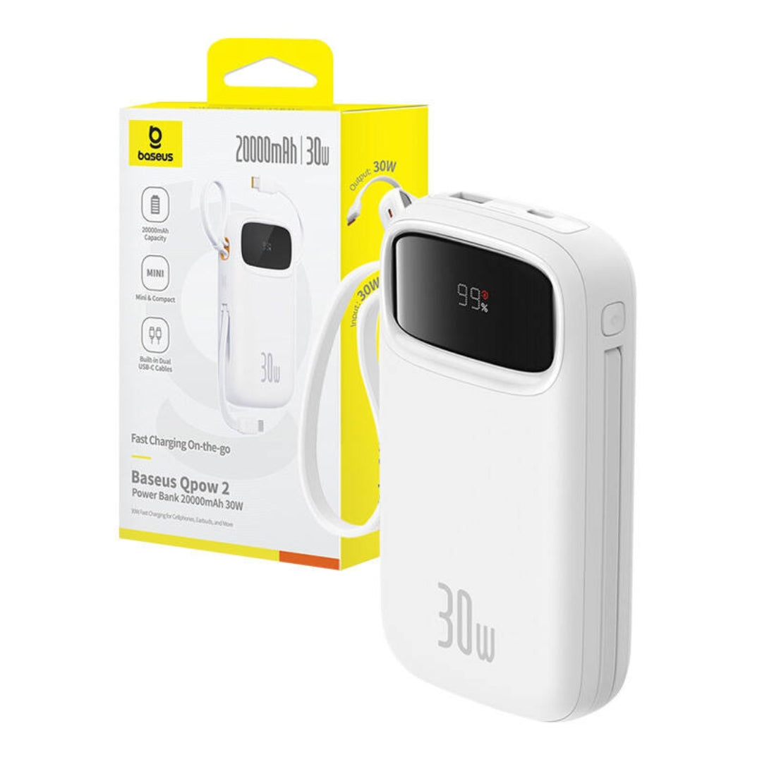 Baseus QPow 2 20000mAh 30W powerbank με 2x USB-C (λευκό)