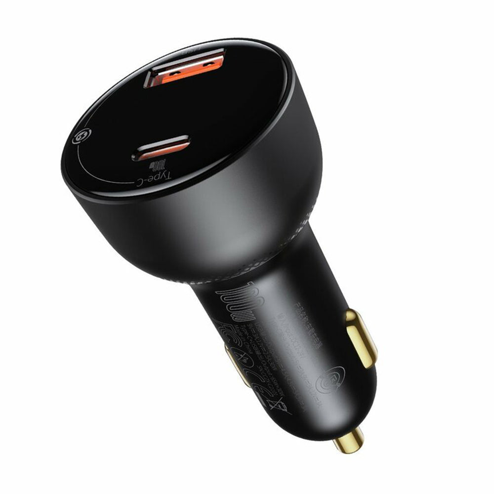 Baseus - Car Charger (TZCCZX-01) - USB, Type-C, 100W, 5A, with Cable Type-C to Type-C - Black